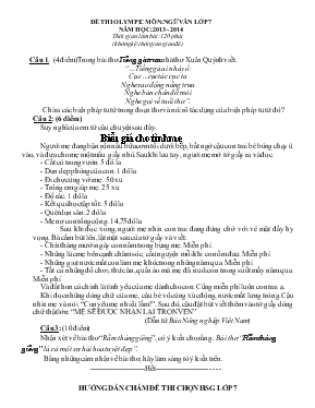 Đề thi olympic môn Ngữ văn 7 - Đề 3